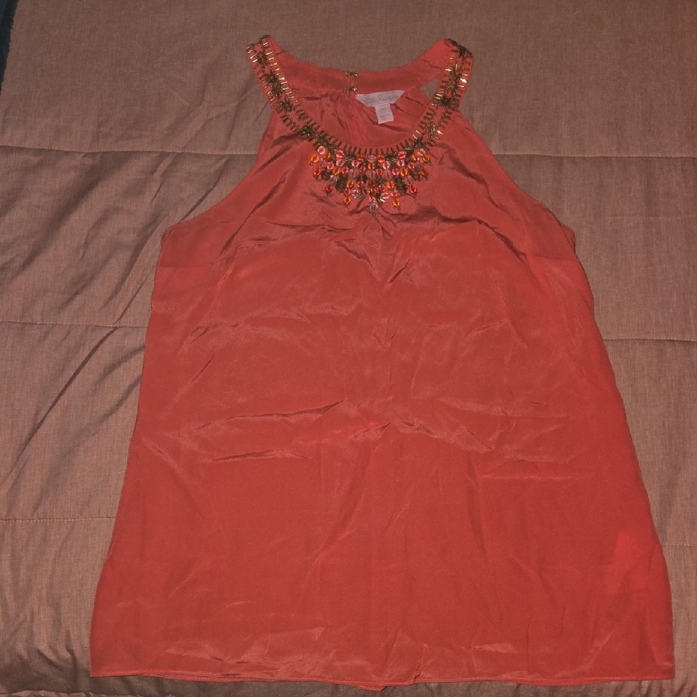 Lilly Pulitzer Orange Embellished Sleeveless Tank Top